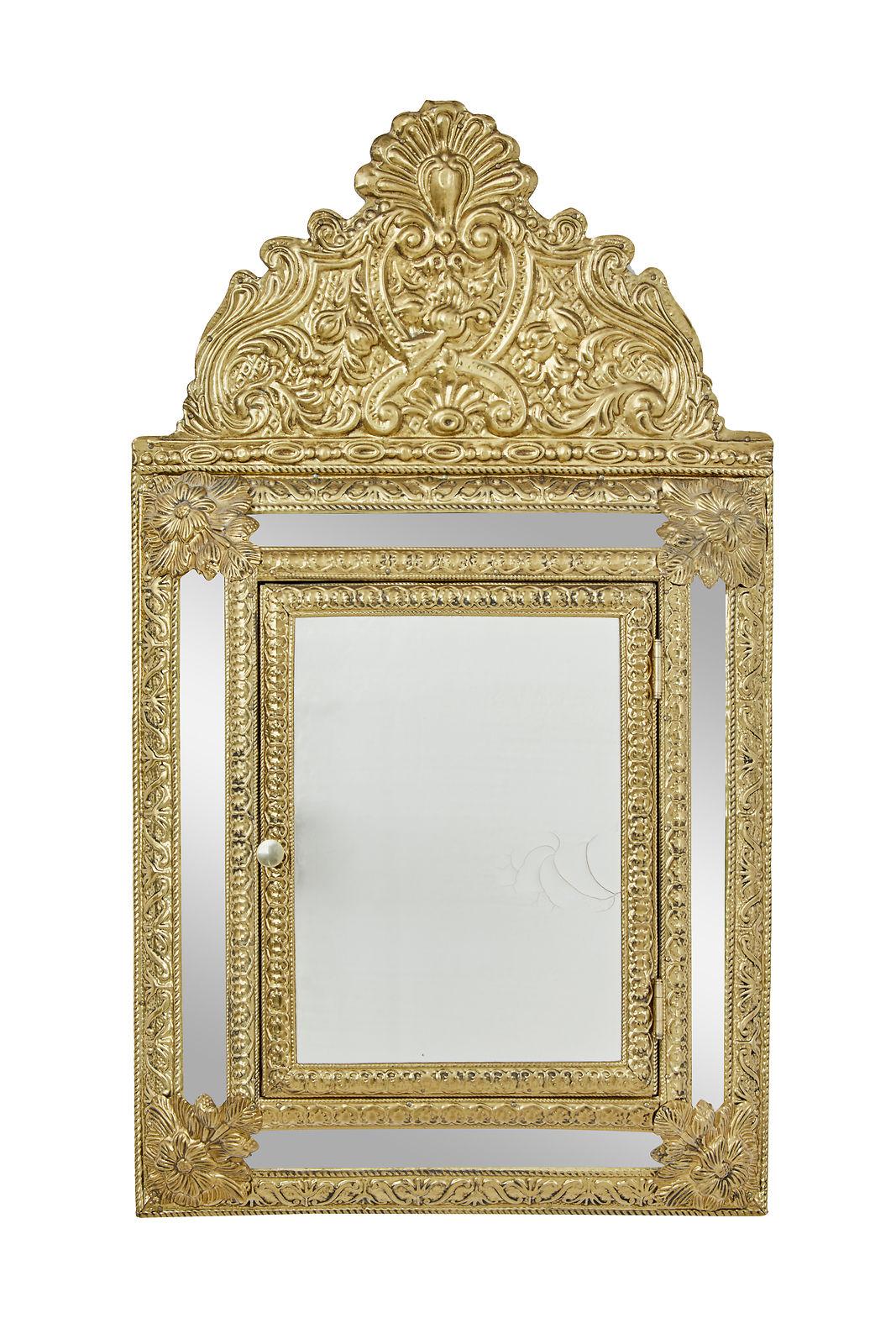 Swedish 20th Century Aesthetic Movement Inspired Brass Hall Cushion Mirror