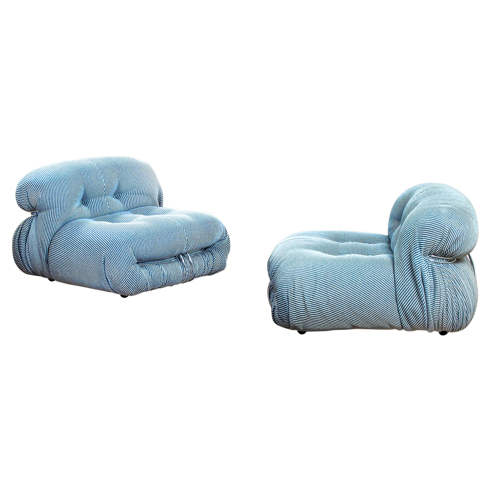 20th Century Afra & Tobia Scarpa For Cassina pair of Armchairs Mod. SORIANA in vendita