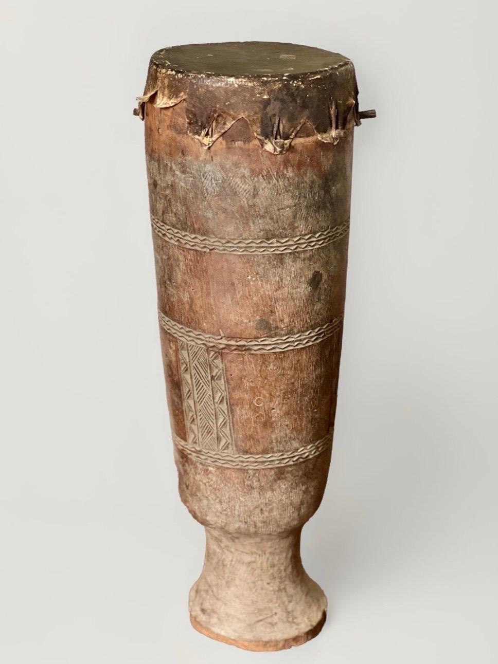 Hand-Carved 20th Century African Ceremonial Drum