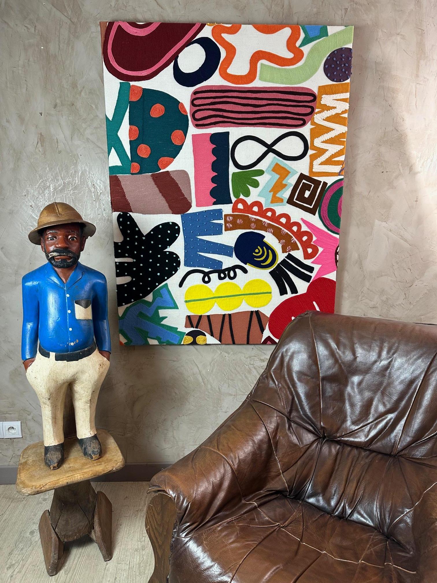 20th century African Colonial Wooden Statue, 1950s 12