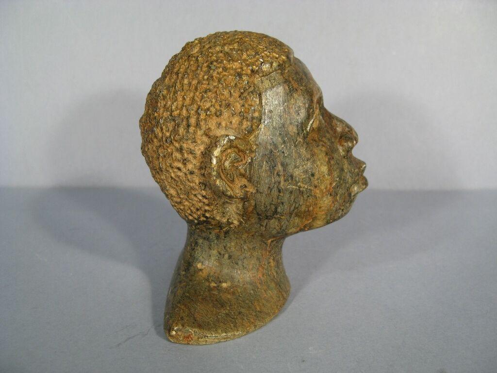 Escultura de escayola con cabeza africana del siglo XX -1Y29 Yeso