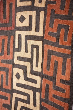 20th century African Kuba cloth from the Congo - Red and black