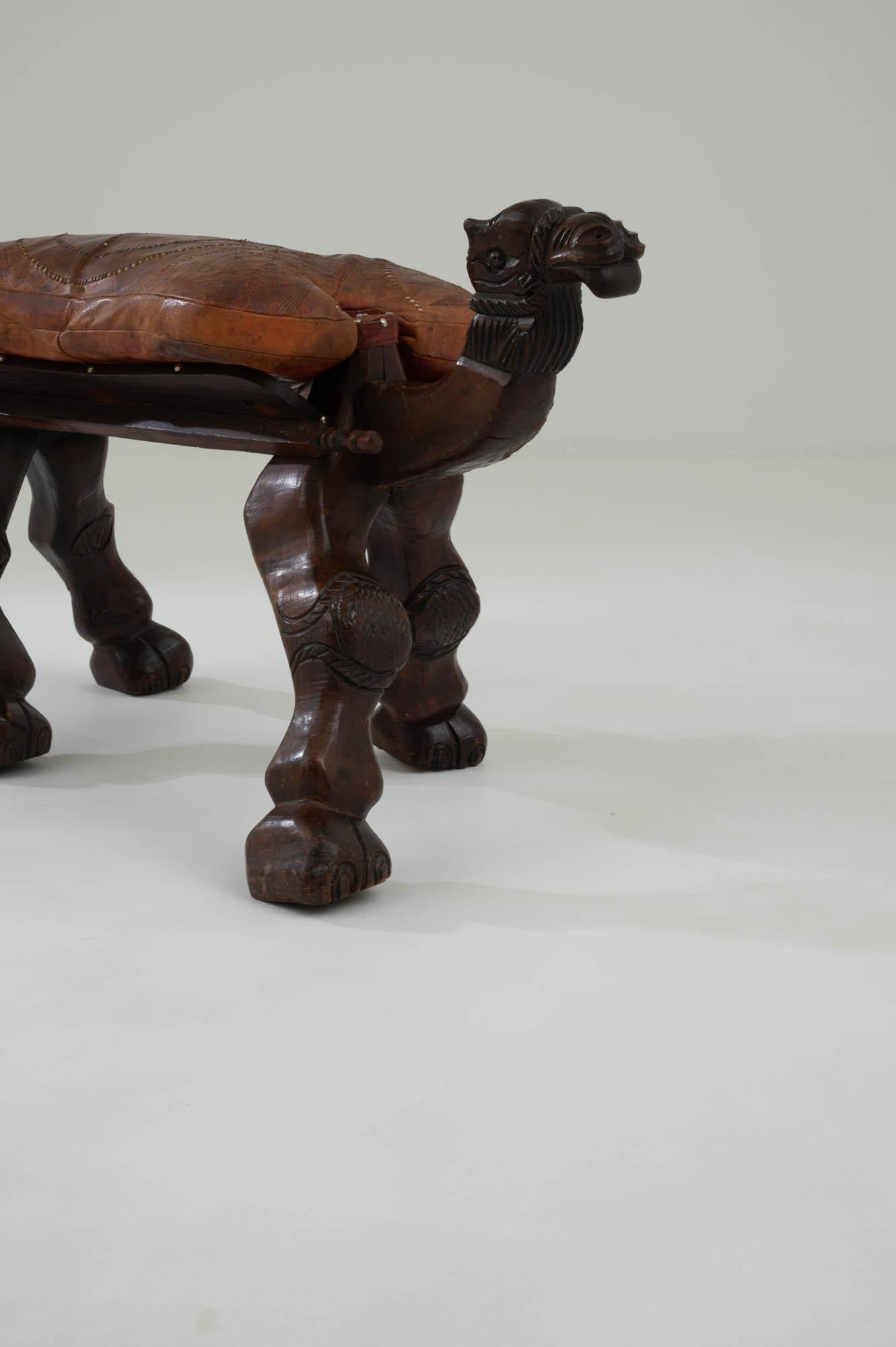 20th Century African Wooden Camel Stool with Leather Seat 10