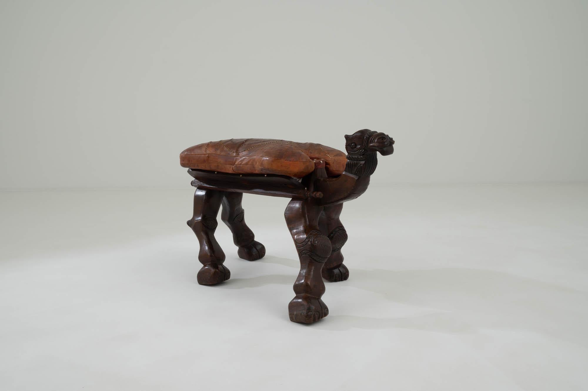 20th Century African Wooden Camel Stool with Leather Seat 11