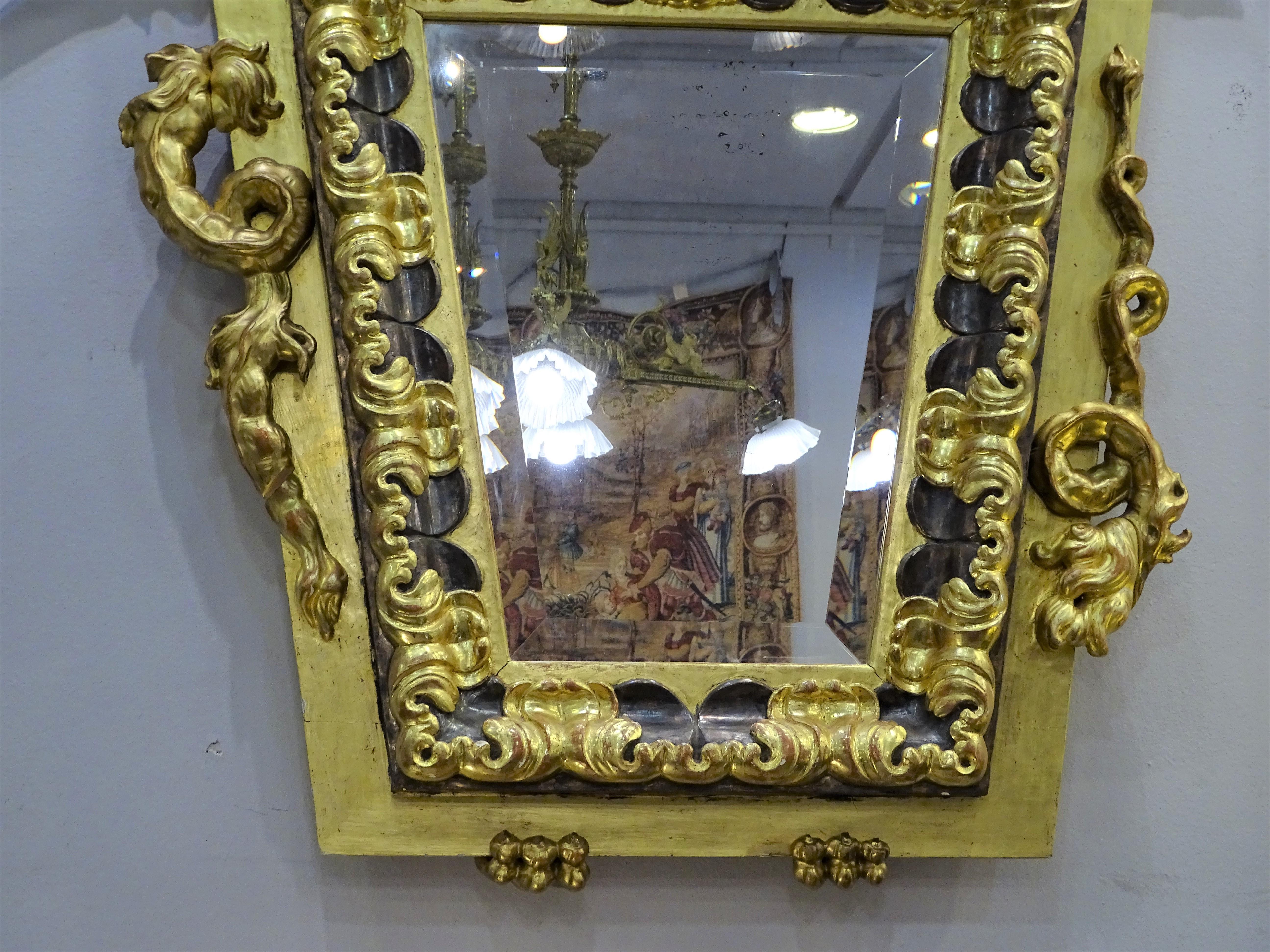 Art nouveau Miroir dragon d'après Gabriel Viardot, bois doré Art Nouveau du 20ème siècle