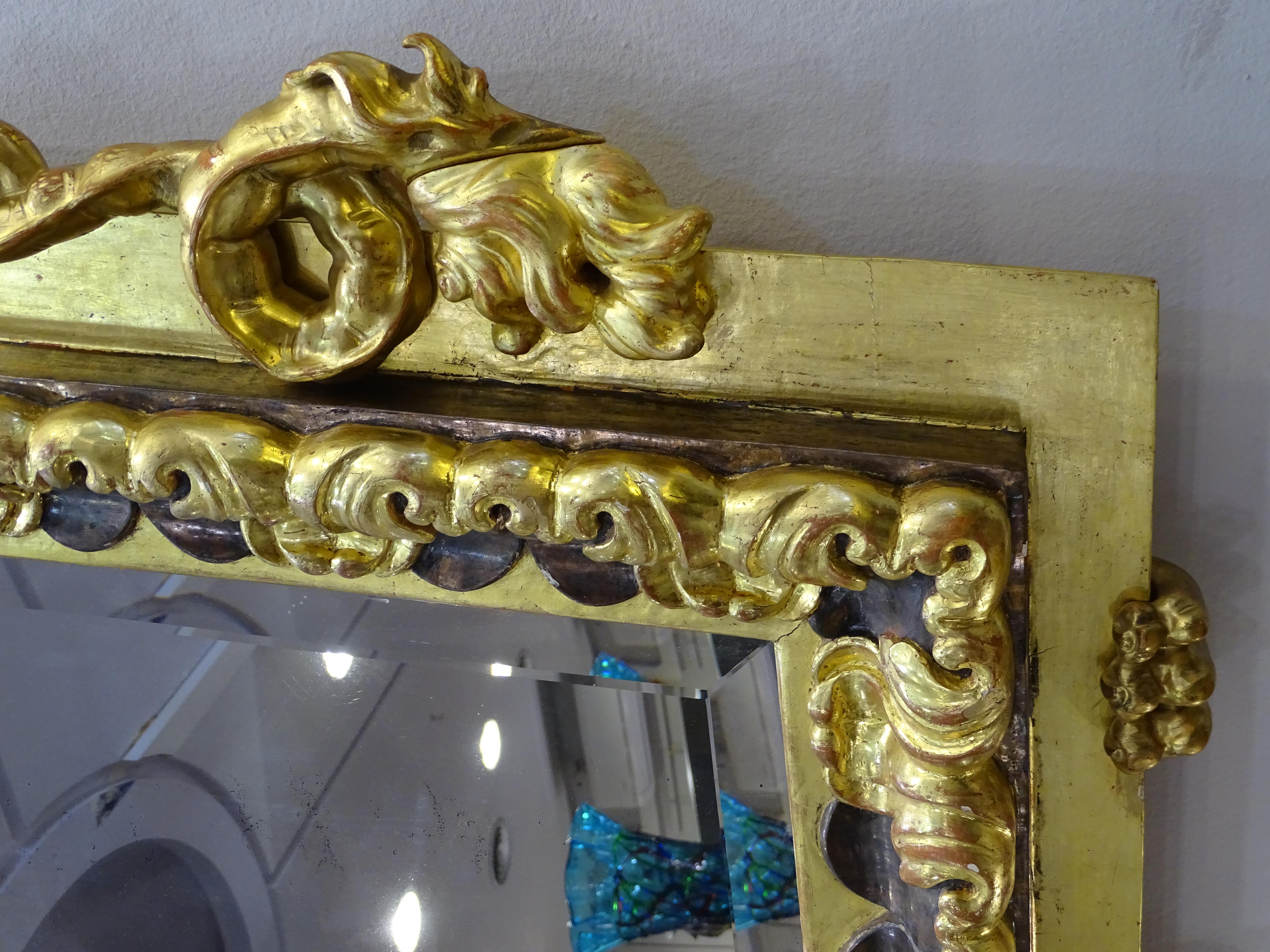Acrylique Miroir dragon d'après Gabriel Viardot, bois doré Art Nouveau du 20ème siècle