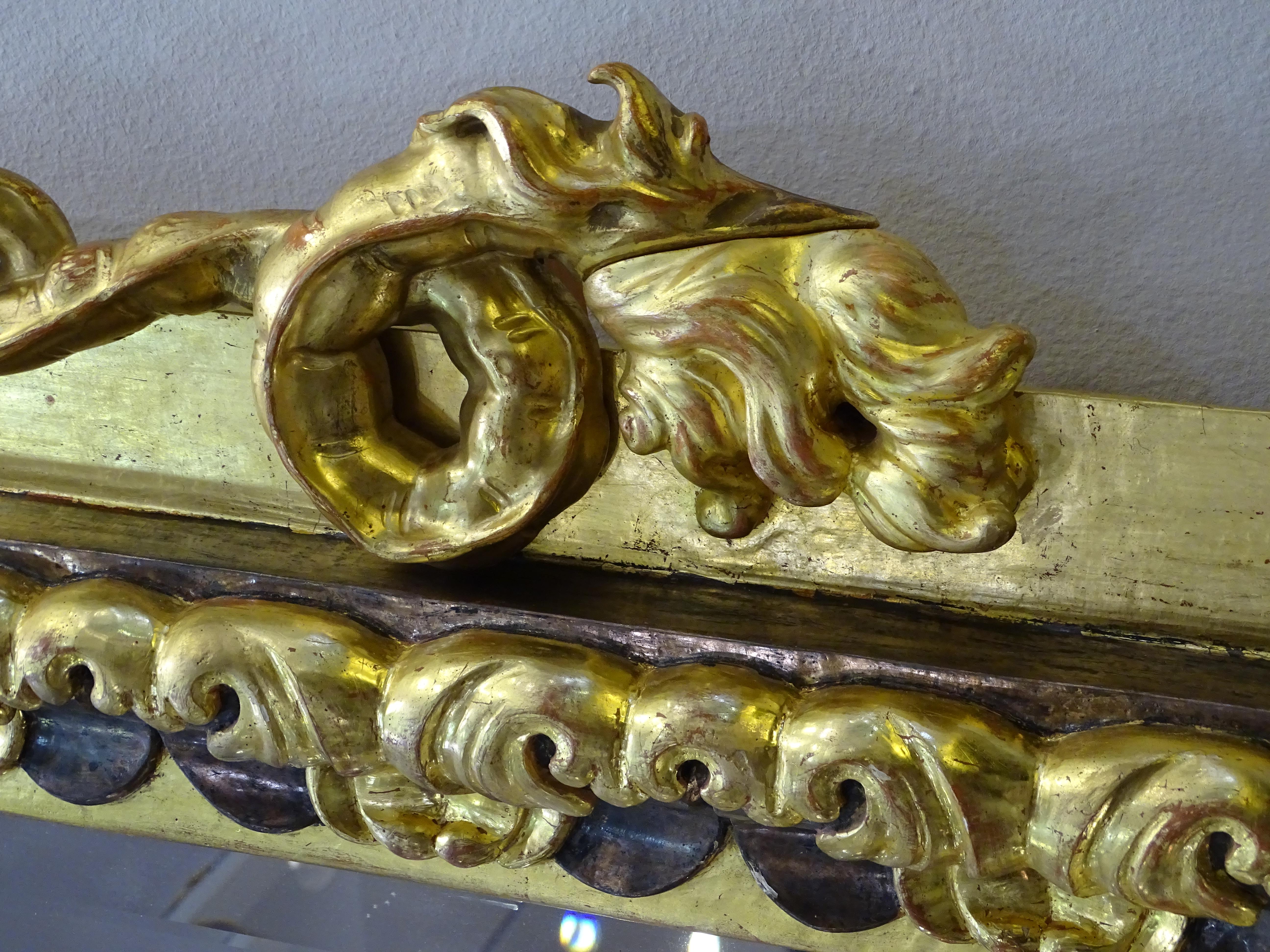 Miroir dragon d'après Gabriel Viardot, bois doré Art Nouveau du 20ème siècle 1