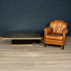 Table basse en agate et laiton du 20e siècle par Georges Mathias, vers 1970