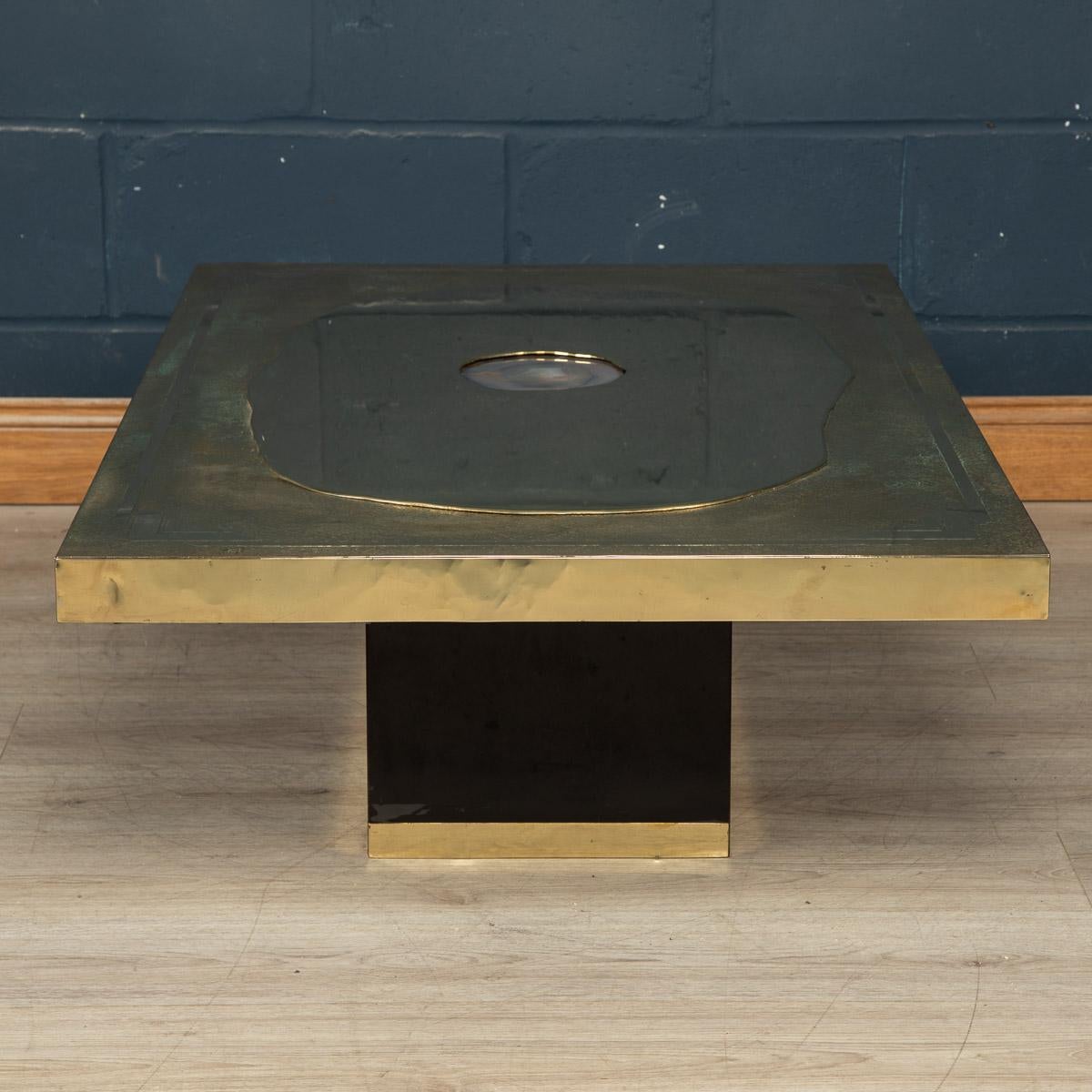 20th Century Agate And Brass Clad Coffee Table by Georges Mathias, c.1970 In Good Condition In Royal Tunbridge Wells, Kent