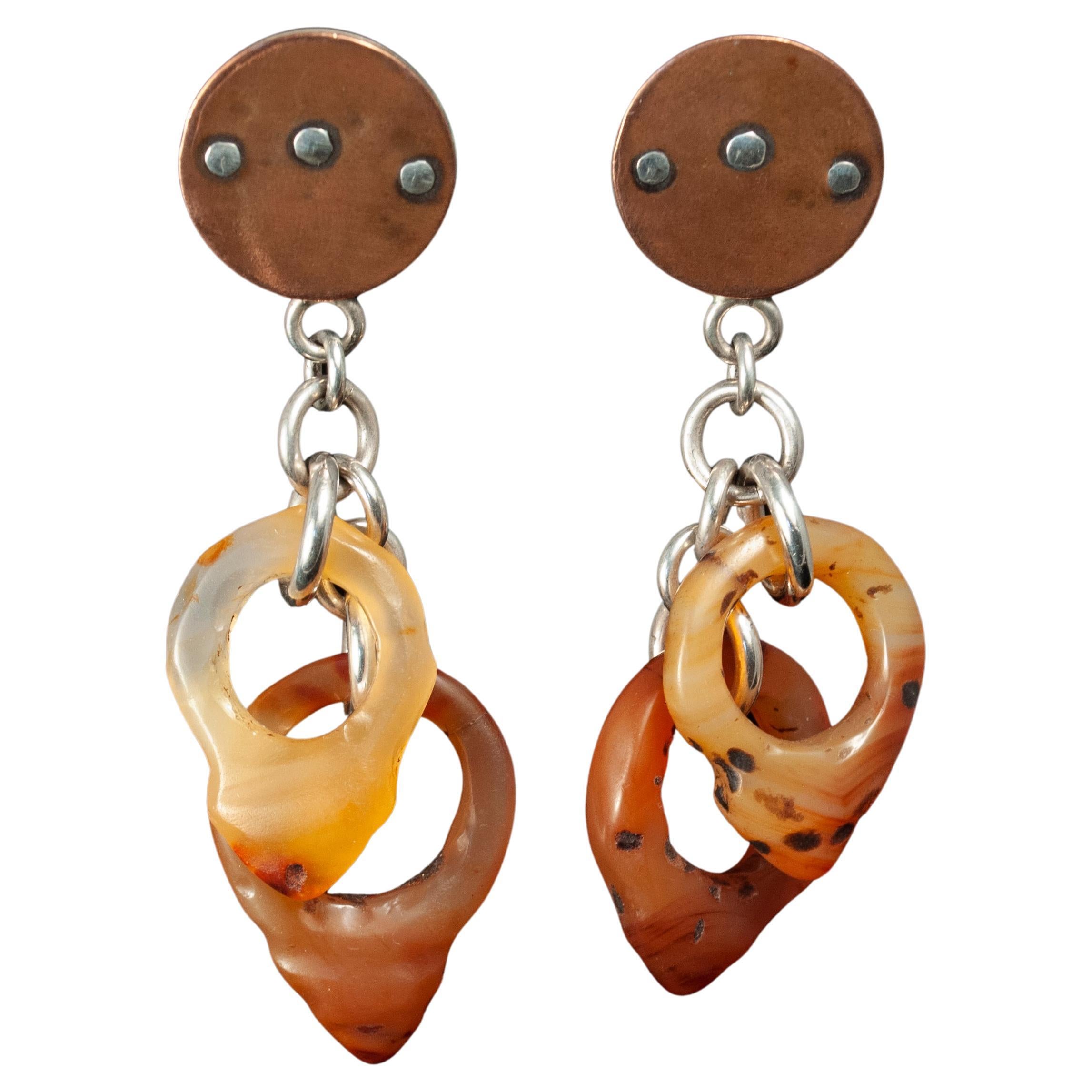 20th Century Agate and Silver Earrings by Jewels For Sale