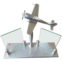 20th Century Airplane Double Photo Frame Aluminum, 1940s