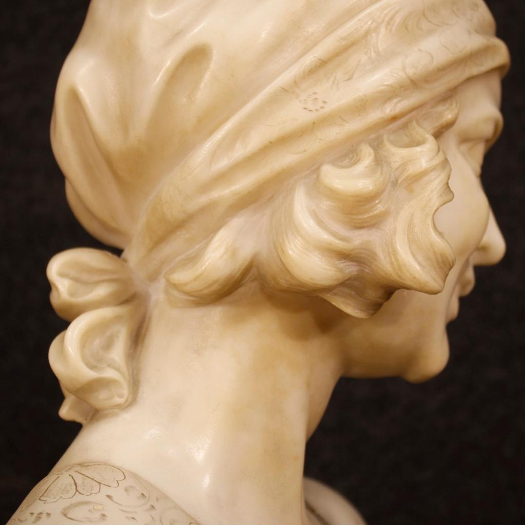 20th Century Alabaster French Signed Young Girl Bust Sculpture, 1920 7