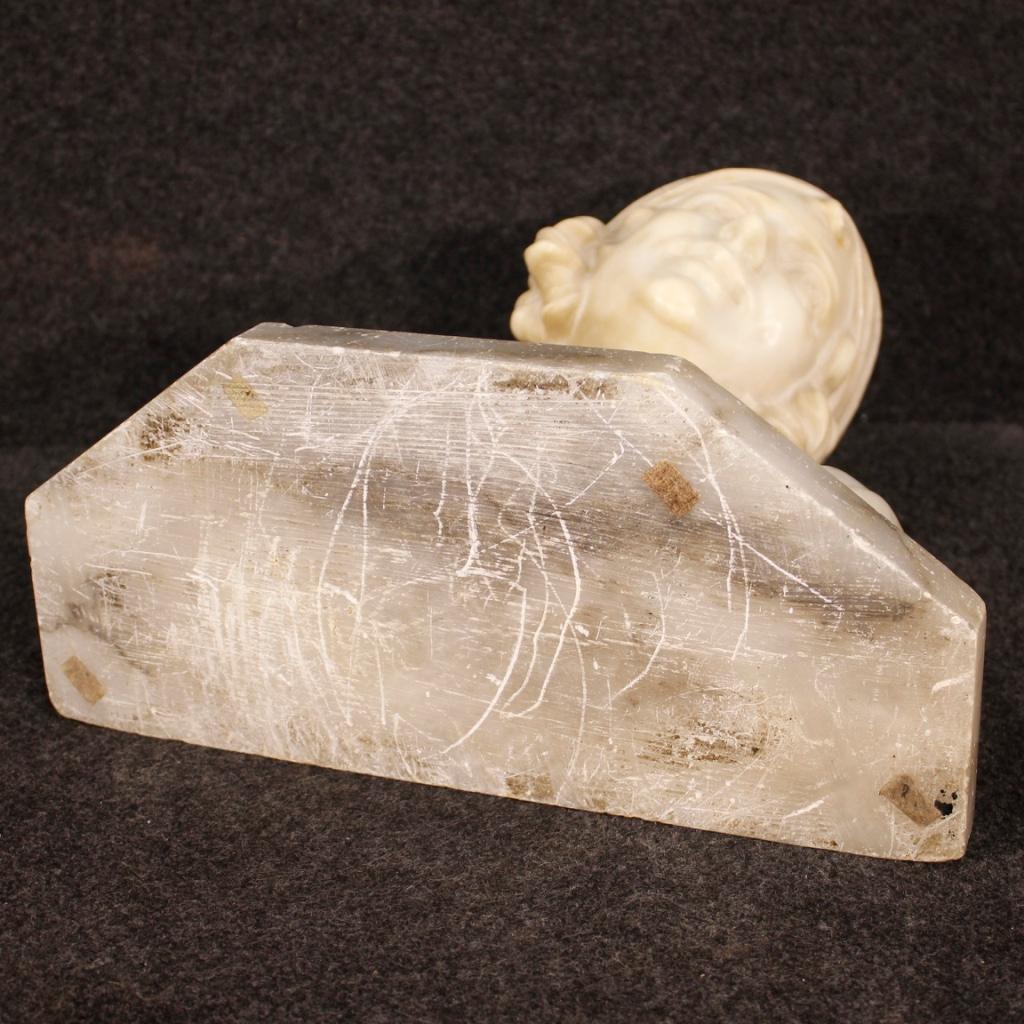 20th Century Alabaster French Signed Young Girl Bust Sculpture, 1920 8