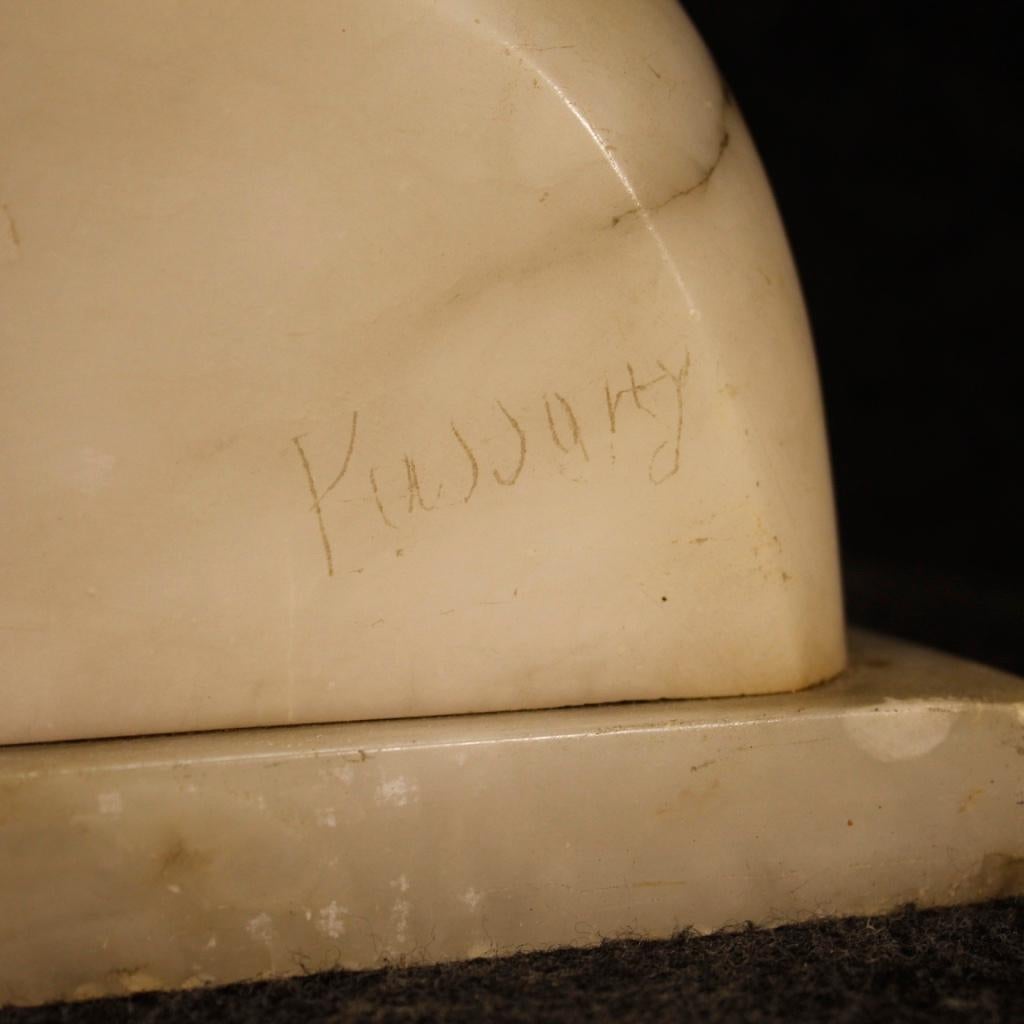 20th Century Alabaster French Signed Young Girl Bust Sculpture, 1920 2