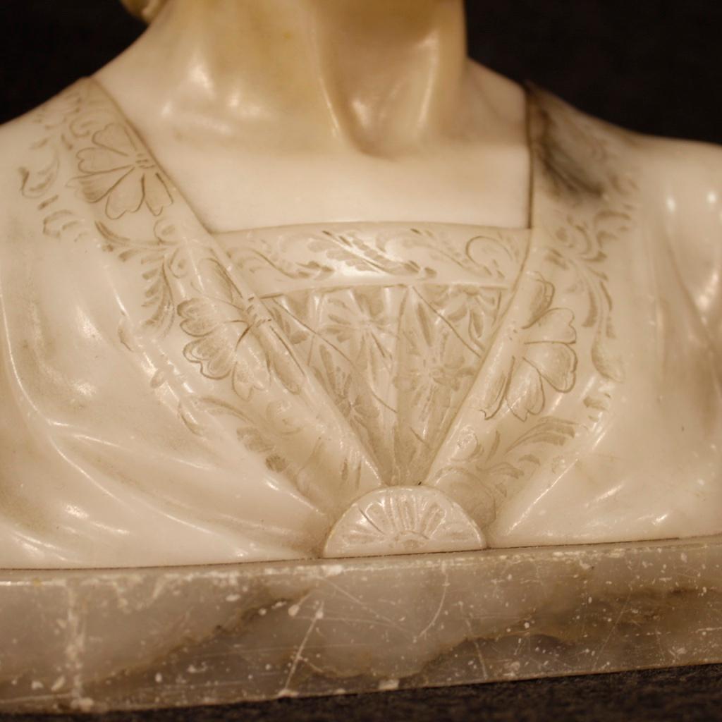 20th Century Alabaster French Signed Young Girl Bust Sculpture, 1920 4