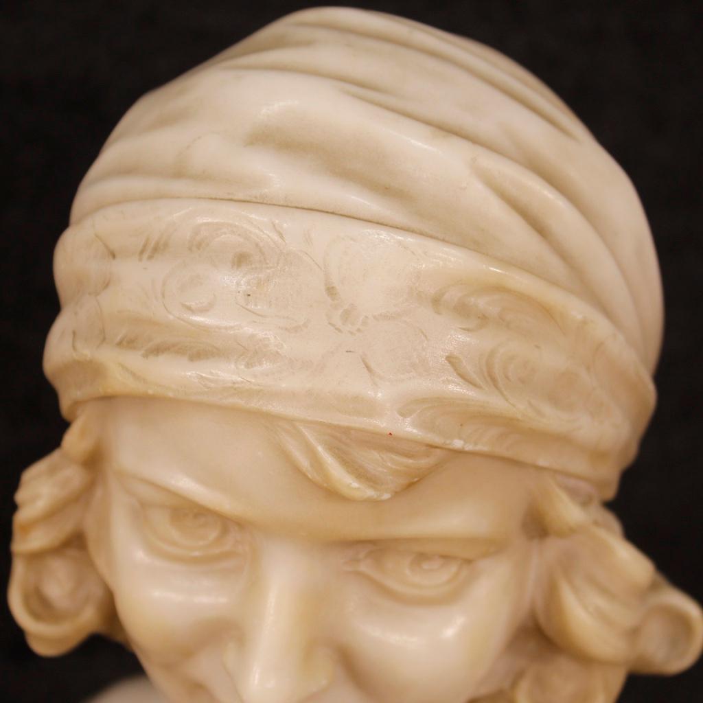 20th Century Alabaster French Signed Young Girl Bust Sculpture, 1920 6