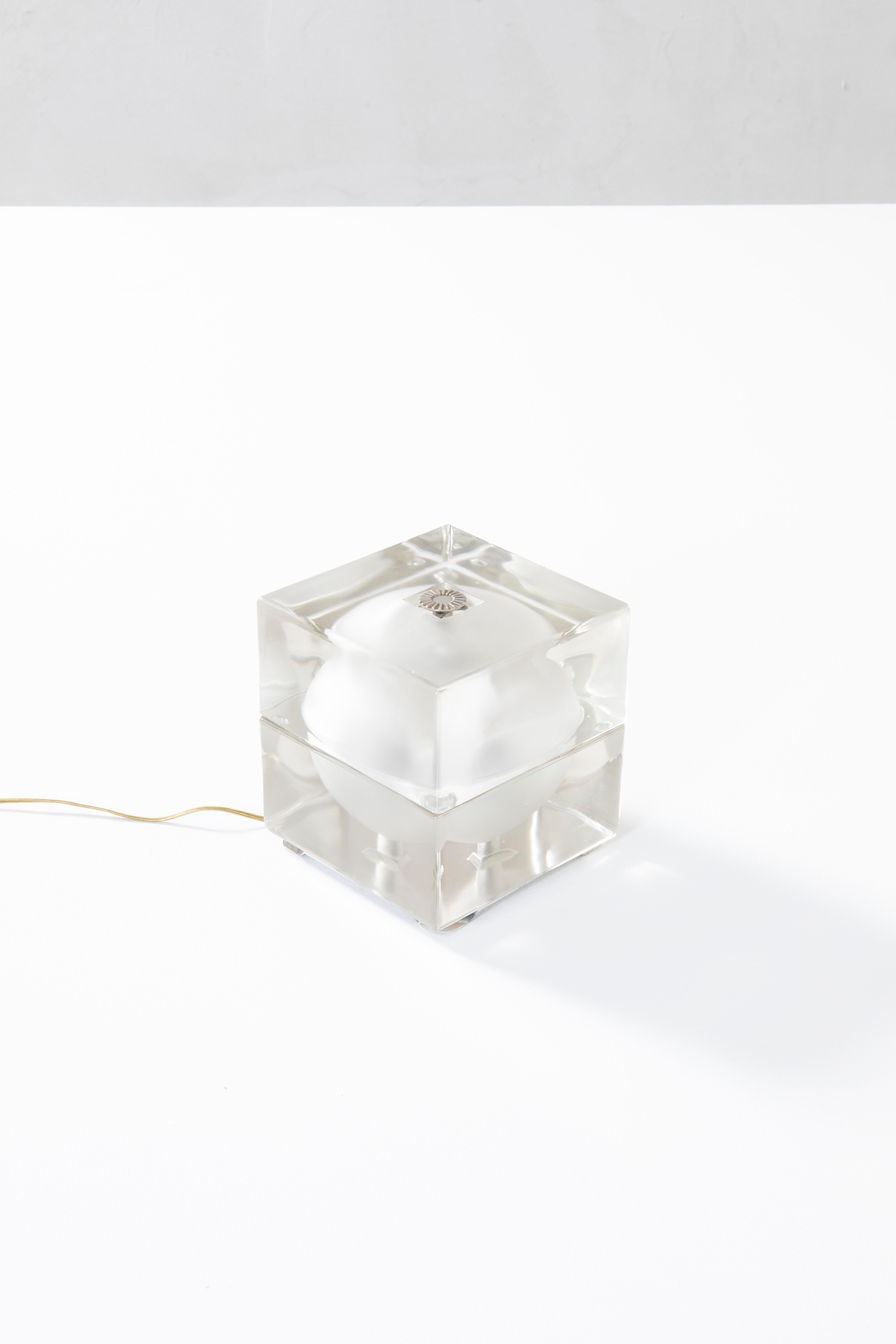 20e siècle, Alessandro Mendini Lampe de table Fidenza Vetraria Mod. Cubosfera, 60s en vente 1