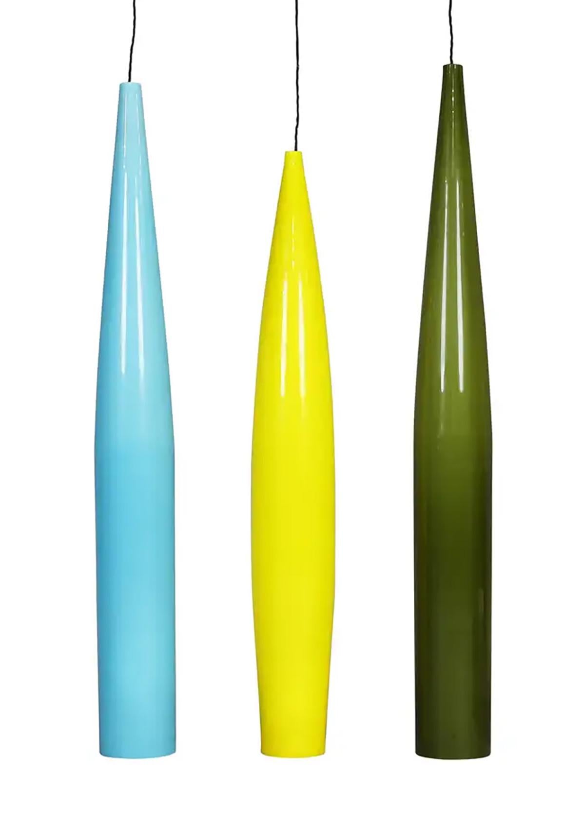 Lampada a sospensione in vetro di Murano del XX secolo di Alessandro Pianon per Vistosi, blu In condizioni buone in vendita a St. Leonards-On-Sea, GB