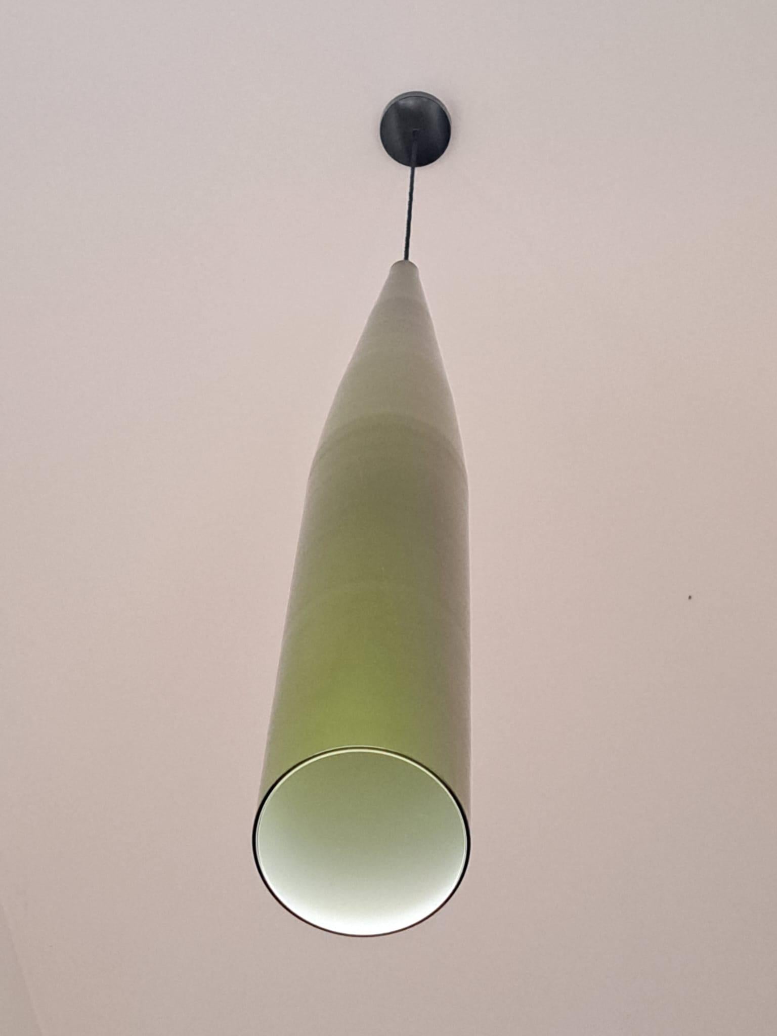 Mid-Century moderno Lampada a sospensione in vetro di Murano del XX secolo di Alessandro Pianon per Vistosi, Verde in vendita