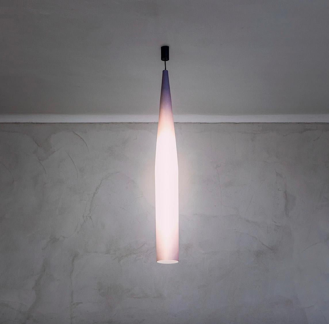 Mid-Century Modern 20th Century Alessandro Pianon Murano Glass Pendant Lamp for Vistosi, Lilac For Sale