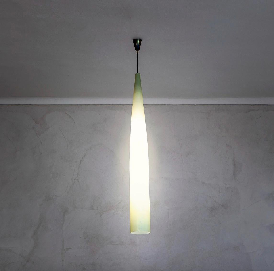 Mid-Century Modern 20th Century Alessandro Pianon Murano Glass Pendant Lamp for Vistosi, Yellow For Sale