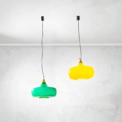 20th Century, Alessandro Pianon Pair of Colored Chandeliers for Vistosi, 60s