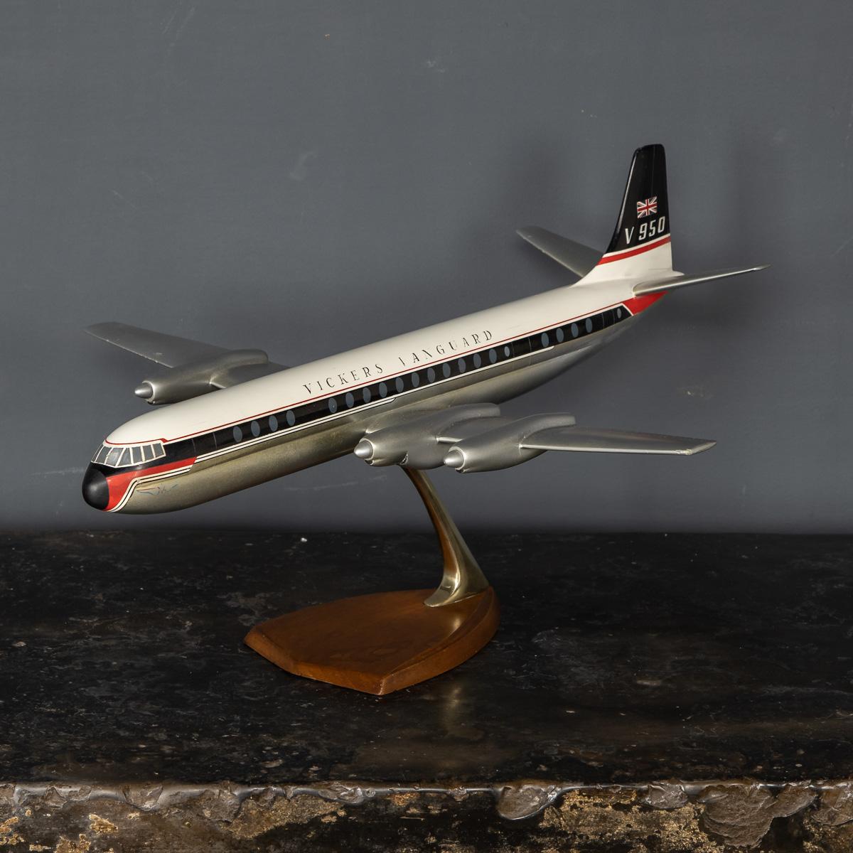 A Stunning 20th Century model of a painted metal model of the Vickers Vanguard turbo prop airline from the late 1960's.

CONDITION
In Great condition - No damage, just general wear.

SIZE
Depth: 52cm
Width: 49cm
Height: 30cm.
