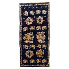 20th Century Amazing Black Floreal Bessarabian Kilim, ca 1920