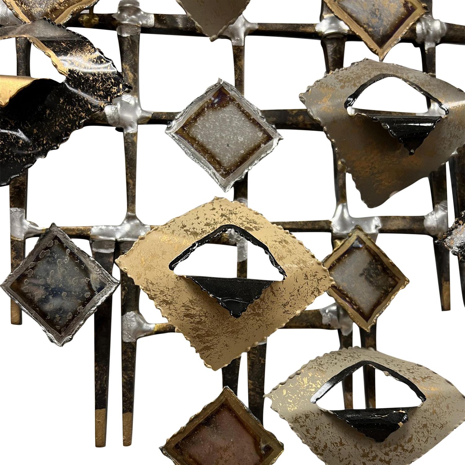 20th Century American Abstract Brutalist Metal Wall Sculpture by Linda Casetti In Good Condition For Sale In West Palm Beach, FL