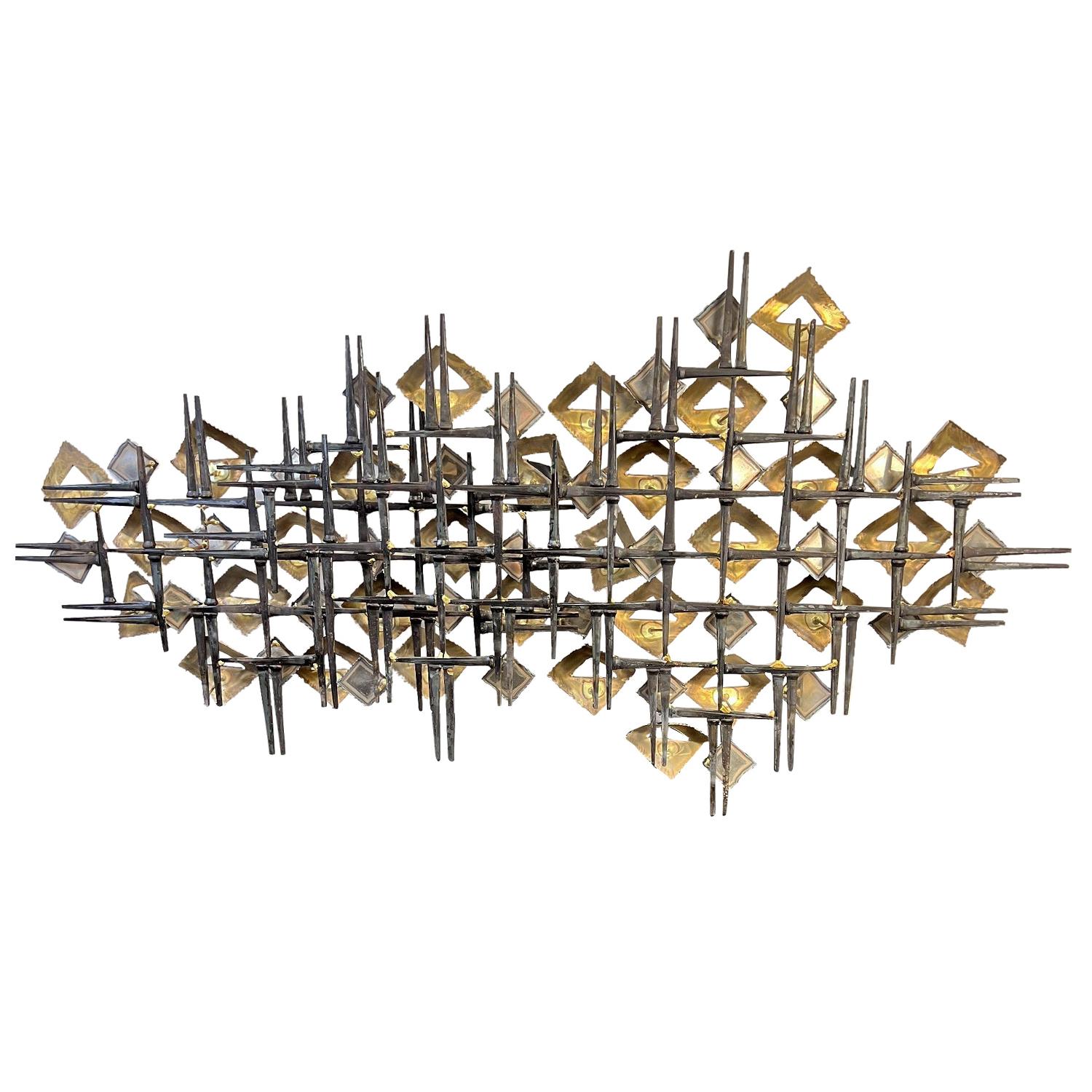 20th Century American Abstract Brutalist Metal Wall Sculpture by Linda Casetti For Sale 2