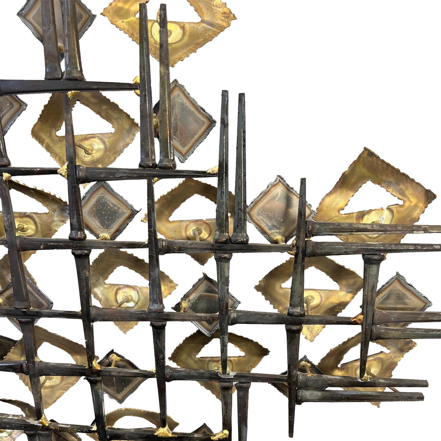 20th Century American Abstract Brutalist Metal Wall Sculpture by Linda Casetti For Sale 4