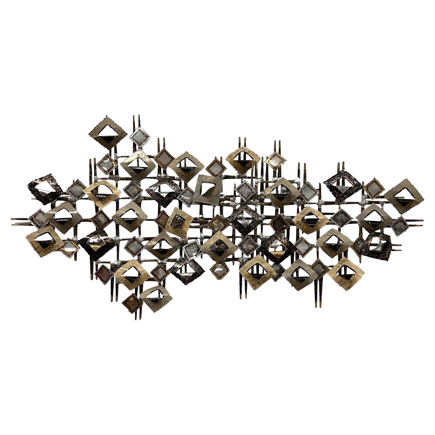 20th Century American Abstract Brutalist Metal Wall Sculpture by Linda Casetti For Sale