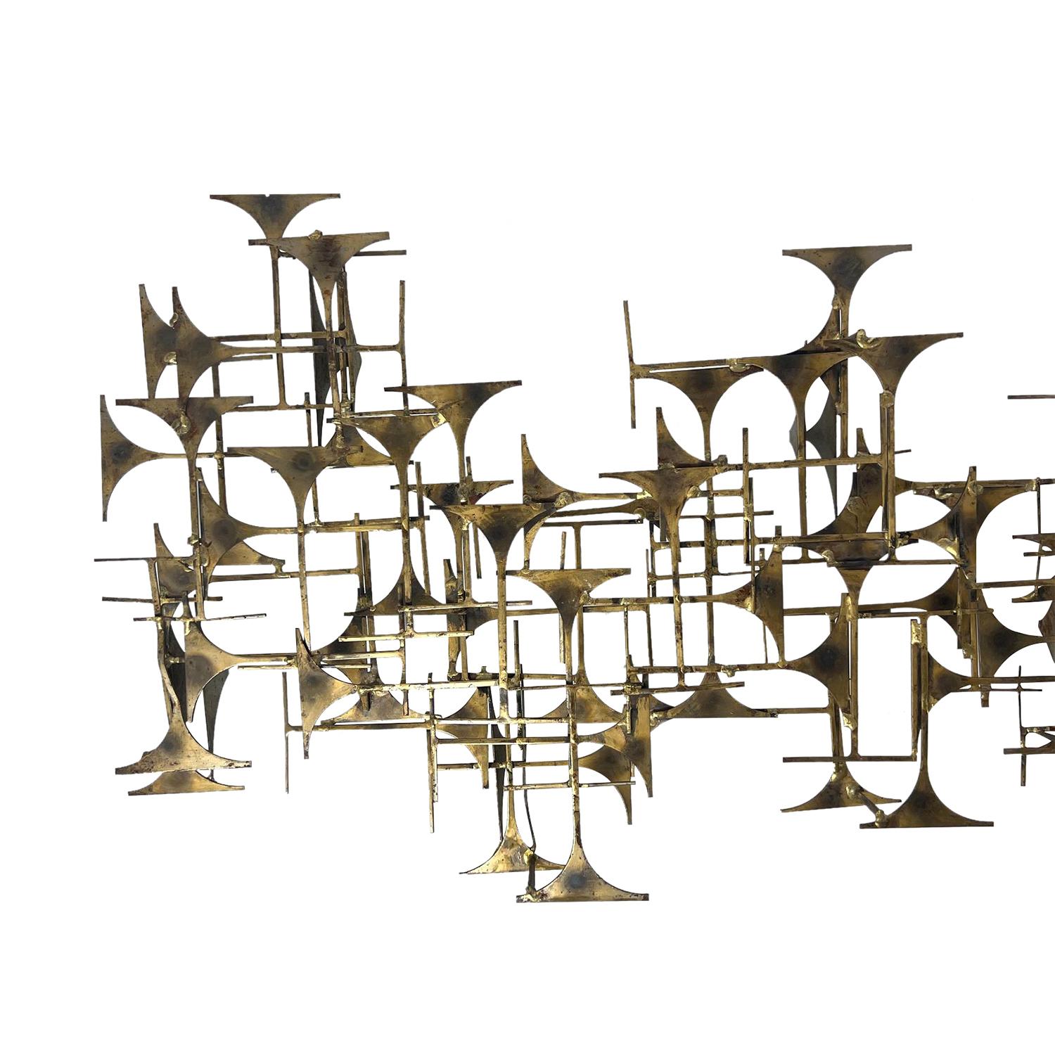 20th Century American Abstract Gilded Metal Wall Sculpture by Marc Weinstein In Good Condition In West Palm Beach, FL