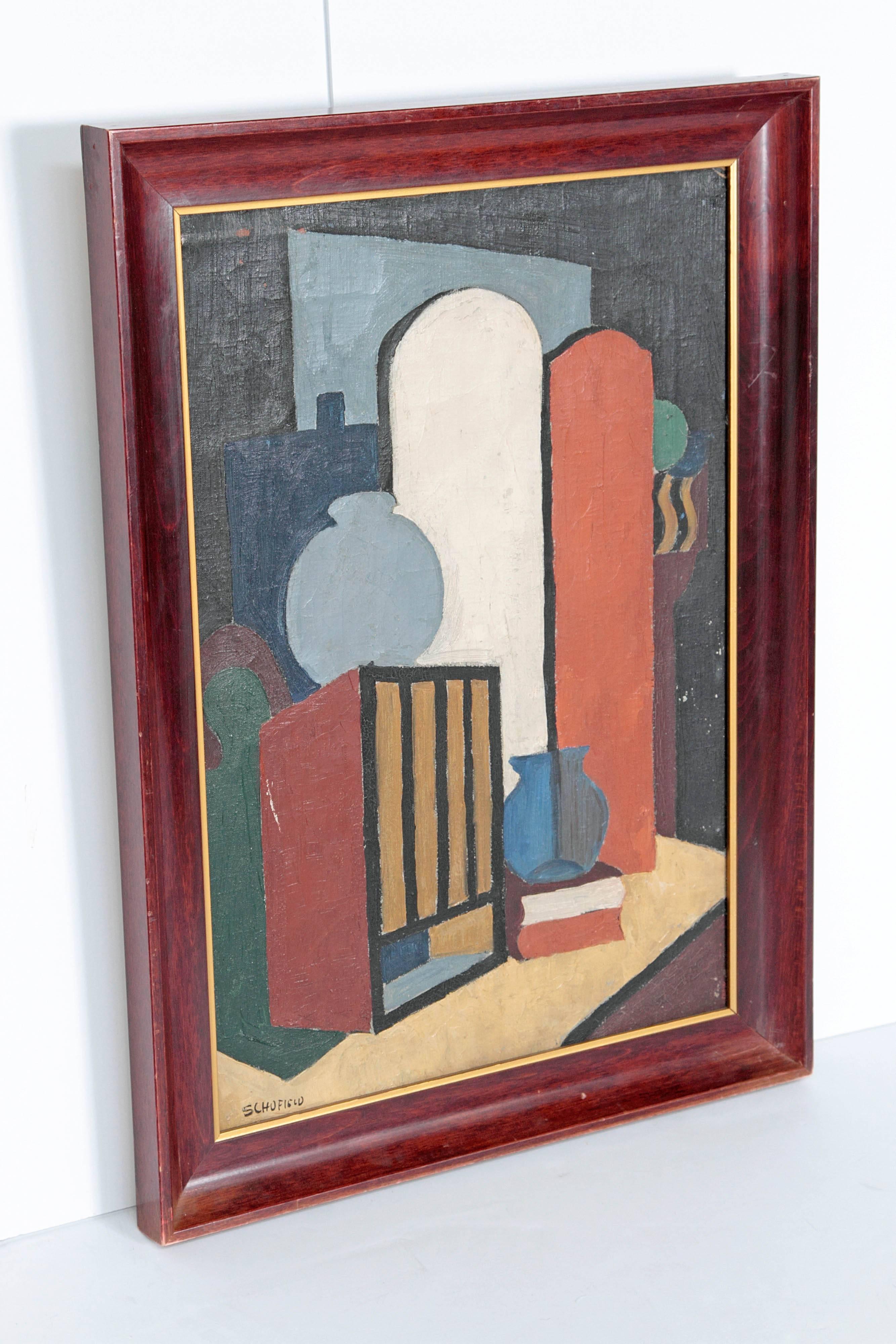 Modern 20th Century American Abstract Still Life by Flora Scofield, Oil on Canvas