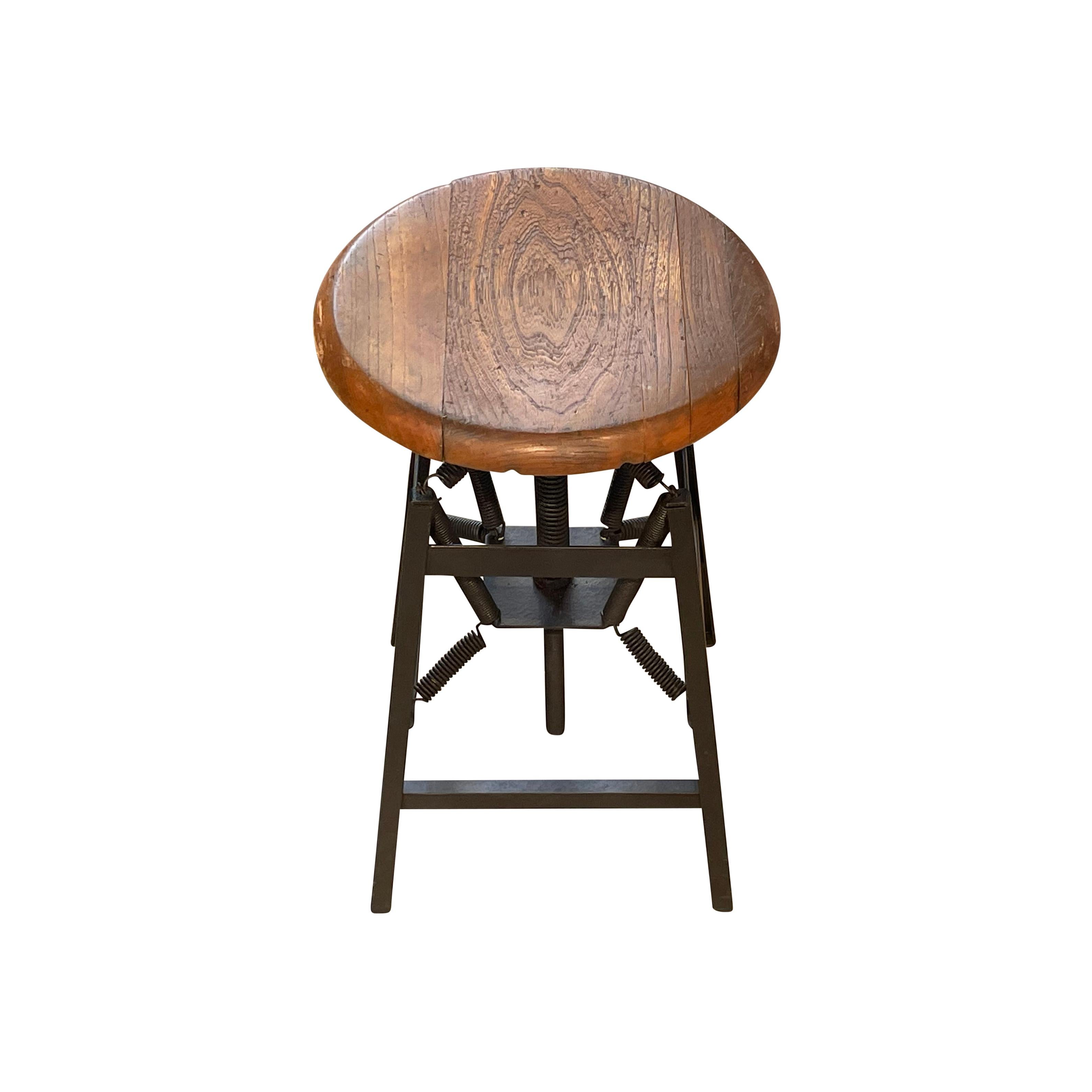 20th Century American Antique Industrial Metal Stool by Charles E. Miller In Good Condition For Sale In West Palm Beach, FL