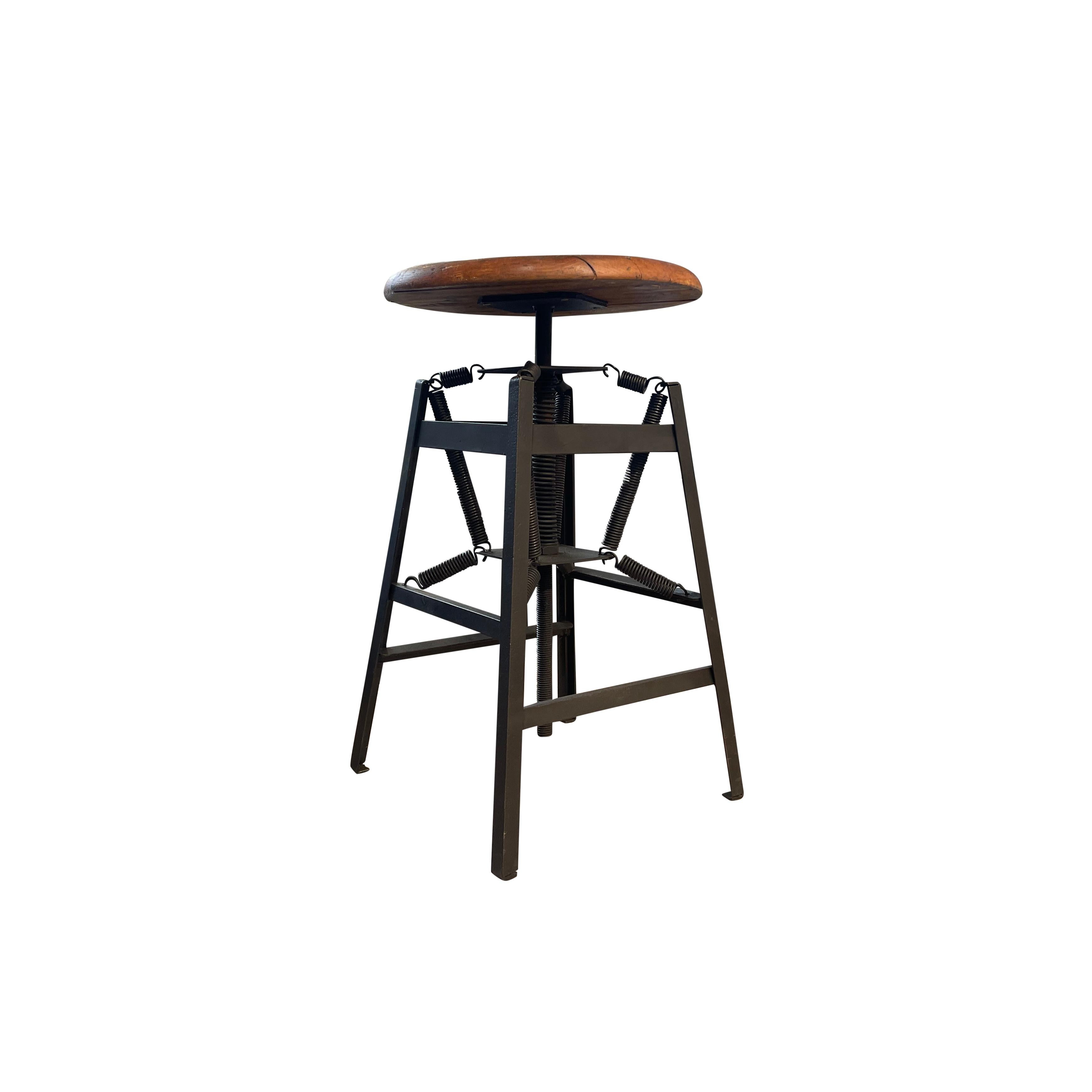 20th Century American Antique Industrial Metal Stool by Charles E. Miller For Sale 1