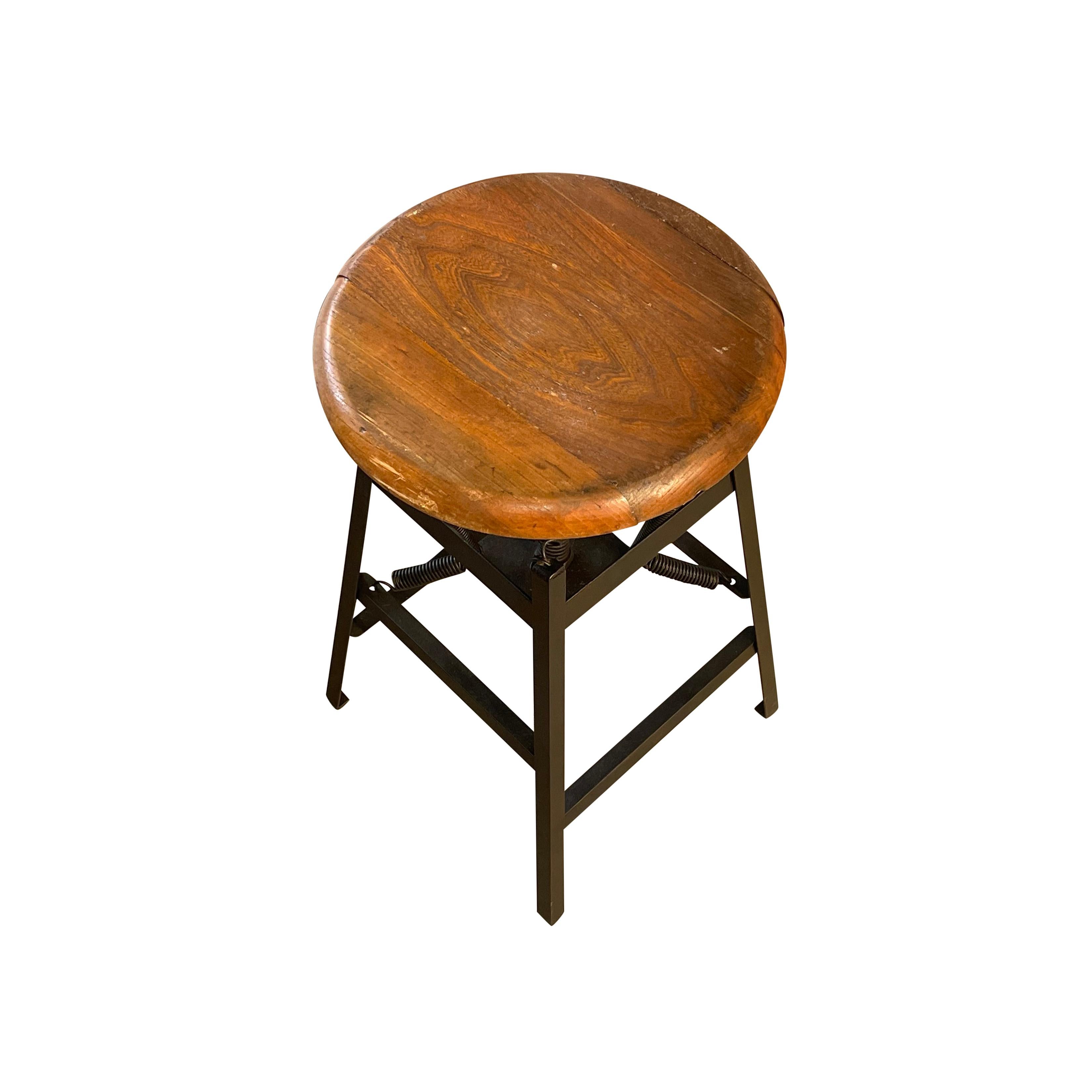 20th Century American Antique Industrial Metal Stool by Charles E. Miller For Sale 3