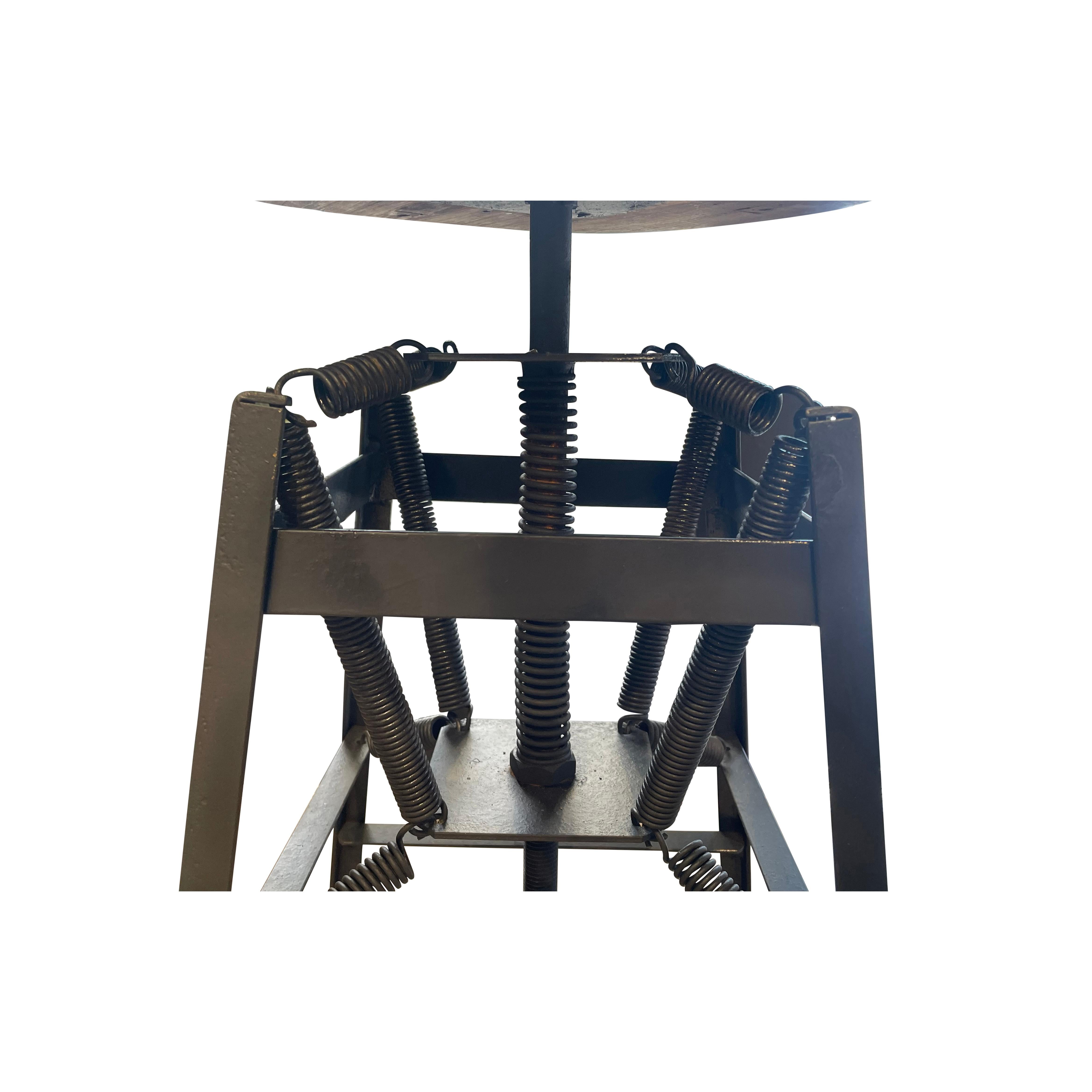 20th Century American Antique Industrial Metal Stool by Charles E. Miller For Sale 4