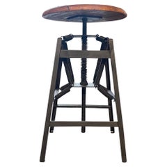 20th Century American Antique Industrial Metal Stool by Charles E. Miller