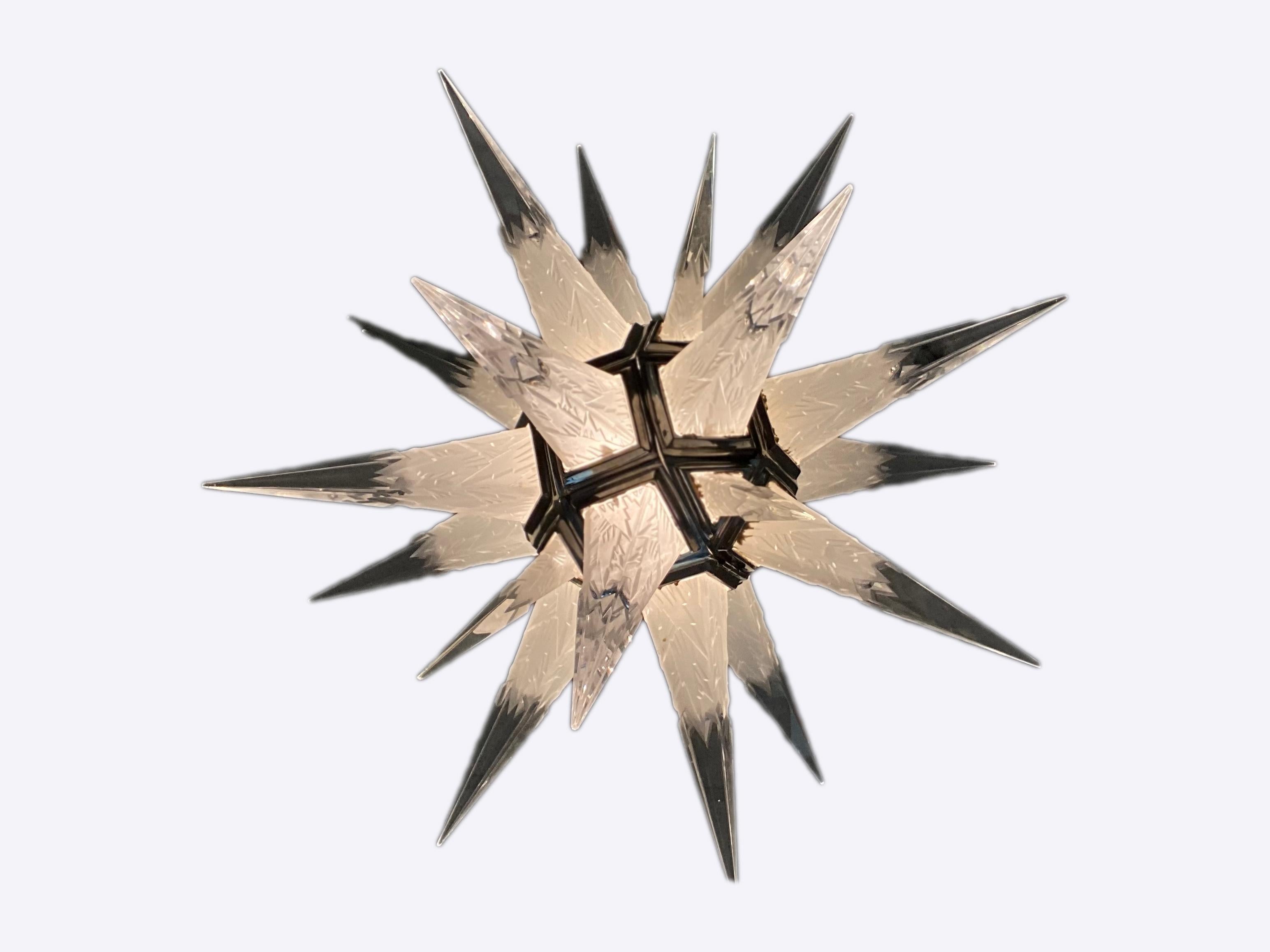 A spectacular American 20th century Art Deco glass & chrome 