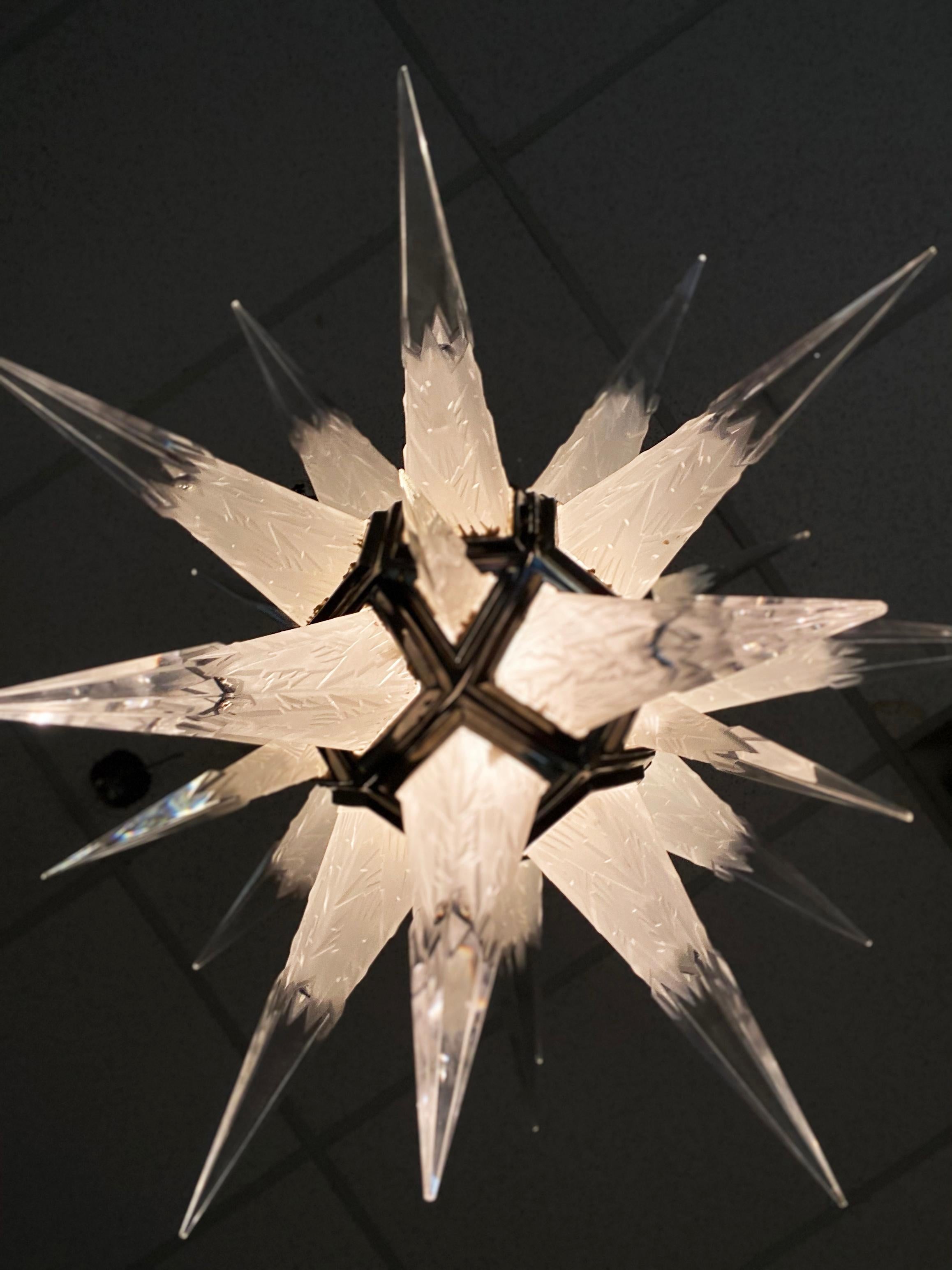 Cast 20th Century American Art Deco L'etoilé Chandelier by, Charles J. Weinstein