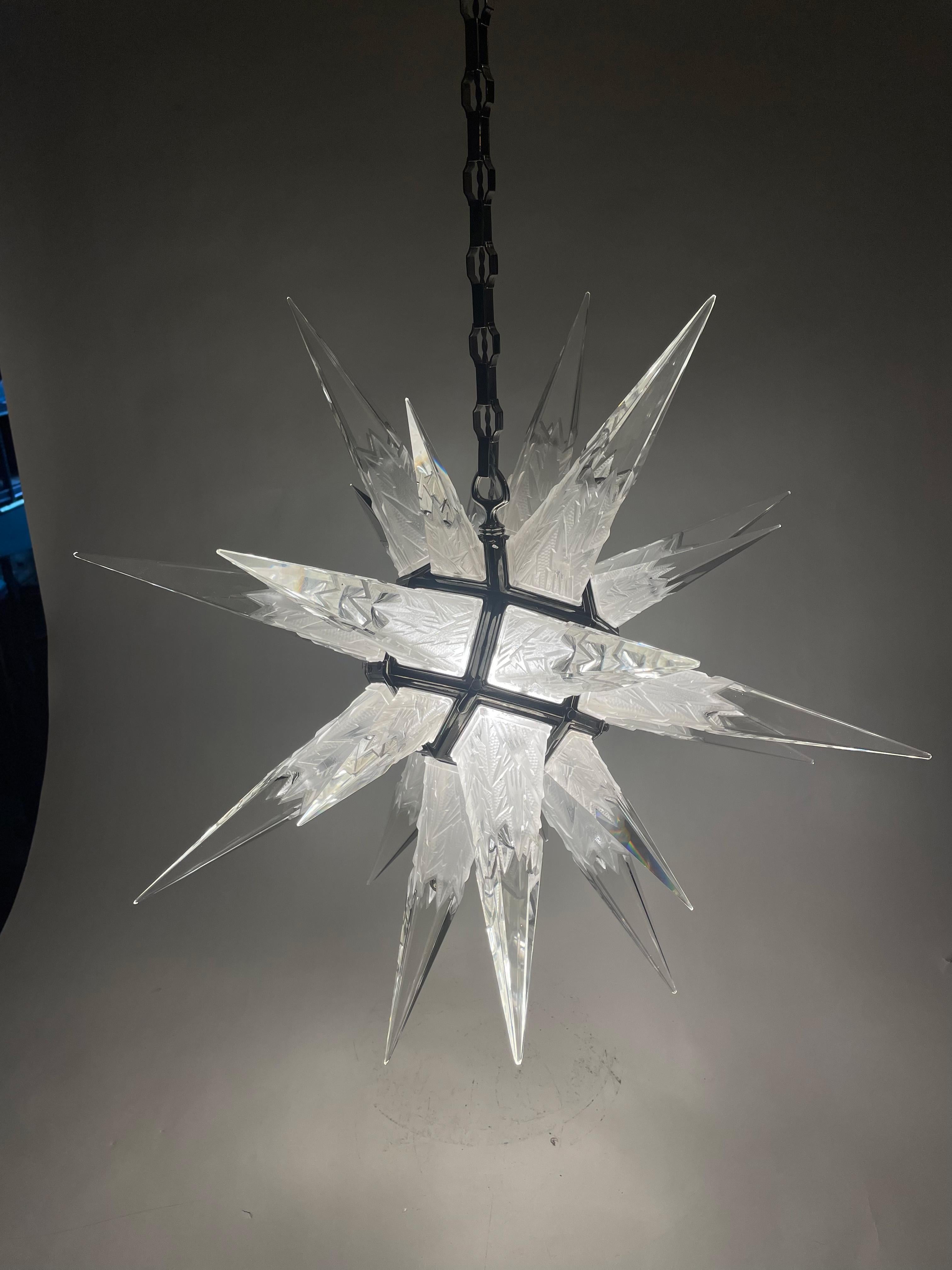 Art Glass 20th Century American Art Deco L'etoilé Chandelier by, Charles J. Weinstein