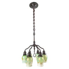 20th Century American Art Nouveau Six Light Chandelier by, Tiffany Studios