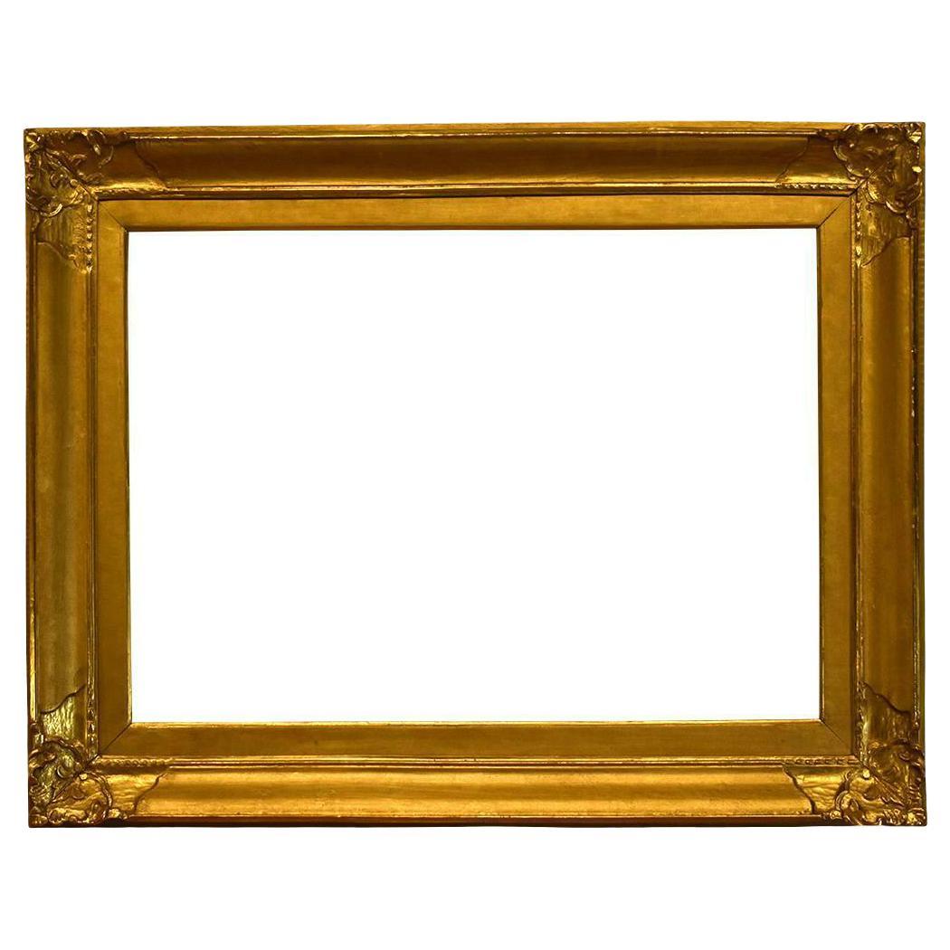 20th Century American Arts and Crafts Gold Leaf 20x27 Picture Frame For Sale