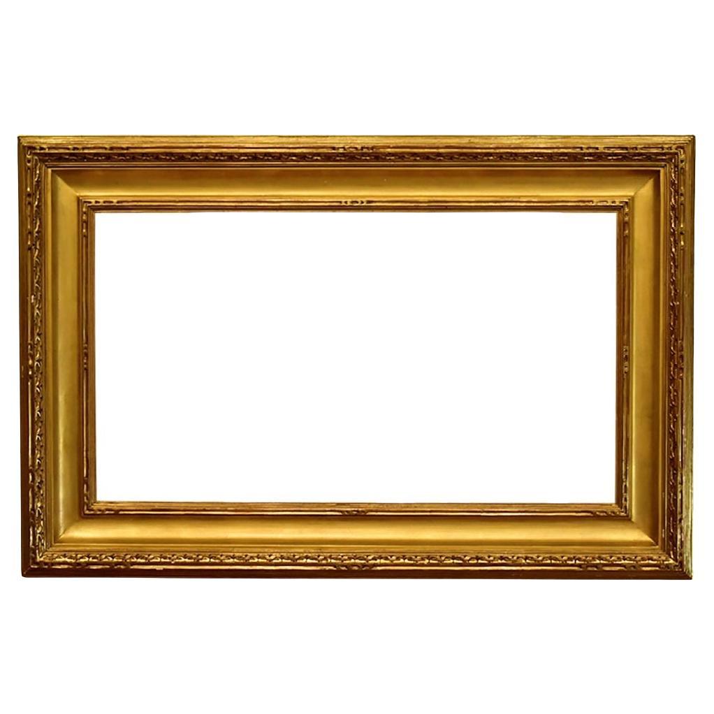 American 18x32 inch Arts and Crafts Hand Carved Picture Frame circa 1915 For Sale