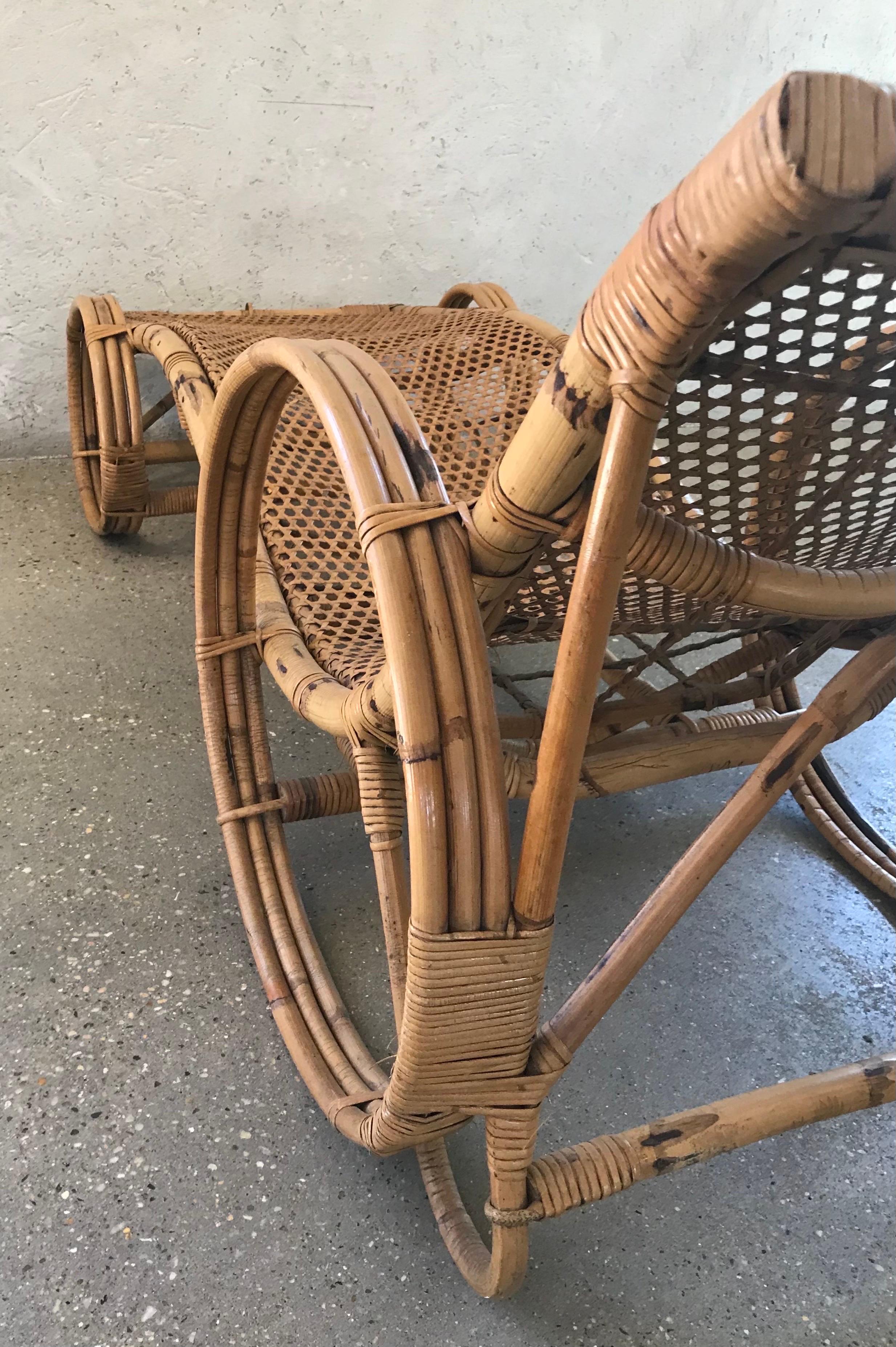 20th Century American Bamboo/Cane Chaise Lounge For Sale 3