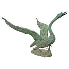 Amerikanische Swan-Skulptur aus Bronze des 20.