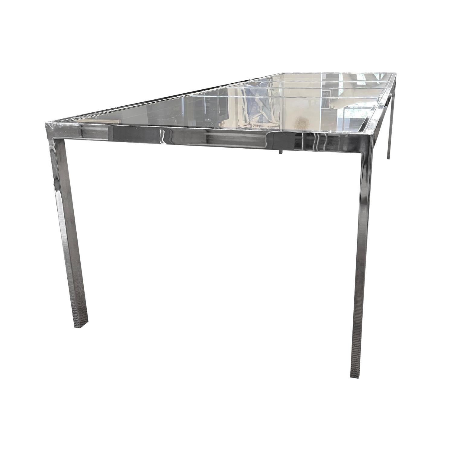 Mid-Century Modern 20th Century American Chrome Glass Extendable Dining Table by Milo Baughman