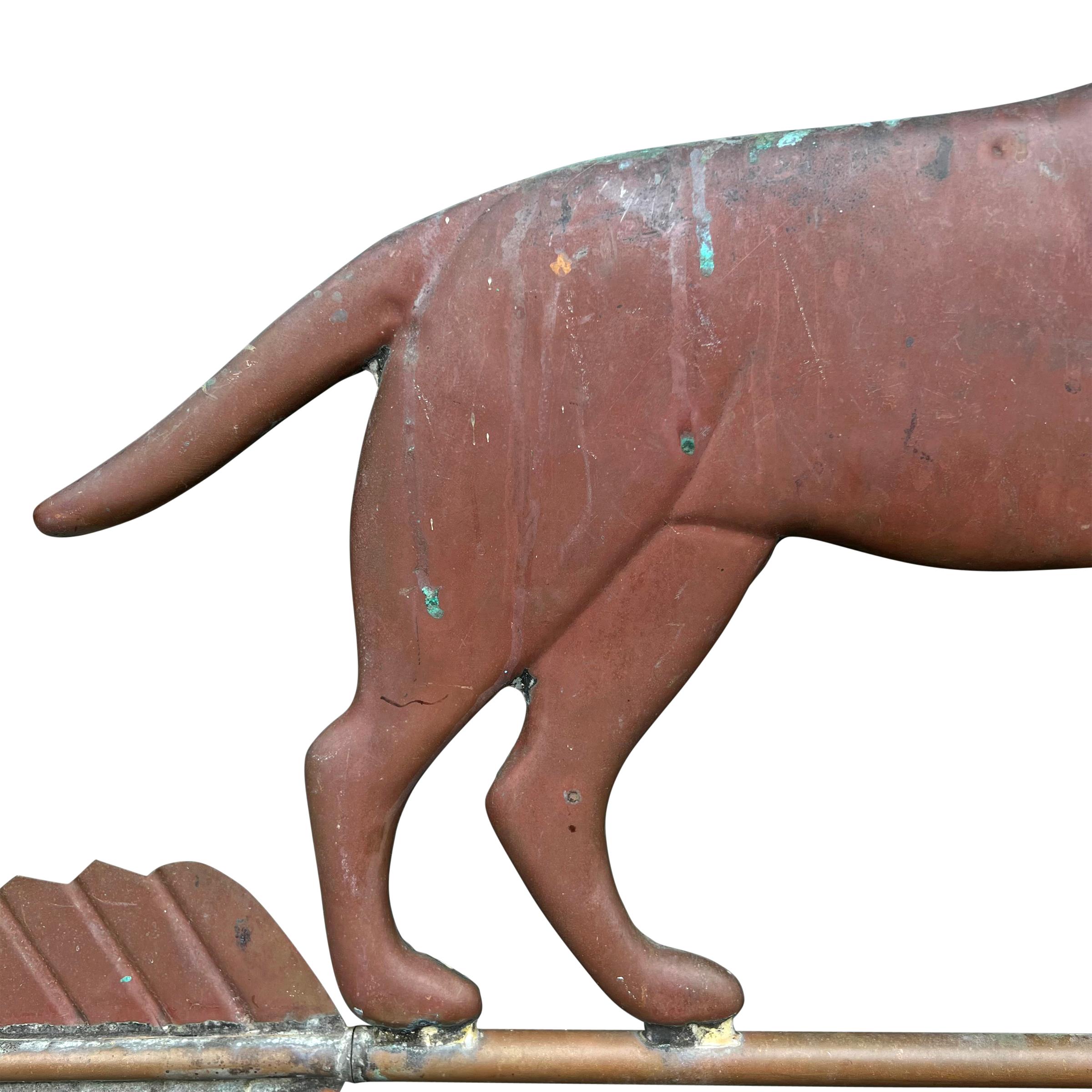 Folk Art 20th Century American Copper Labrador Weathervane on Custom Wall Mount For Sale