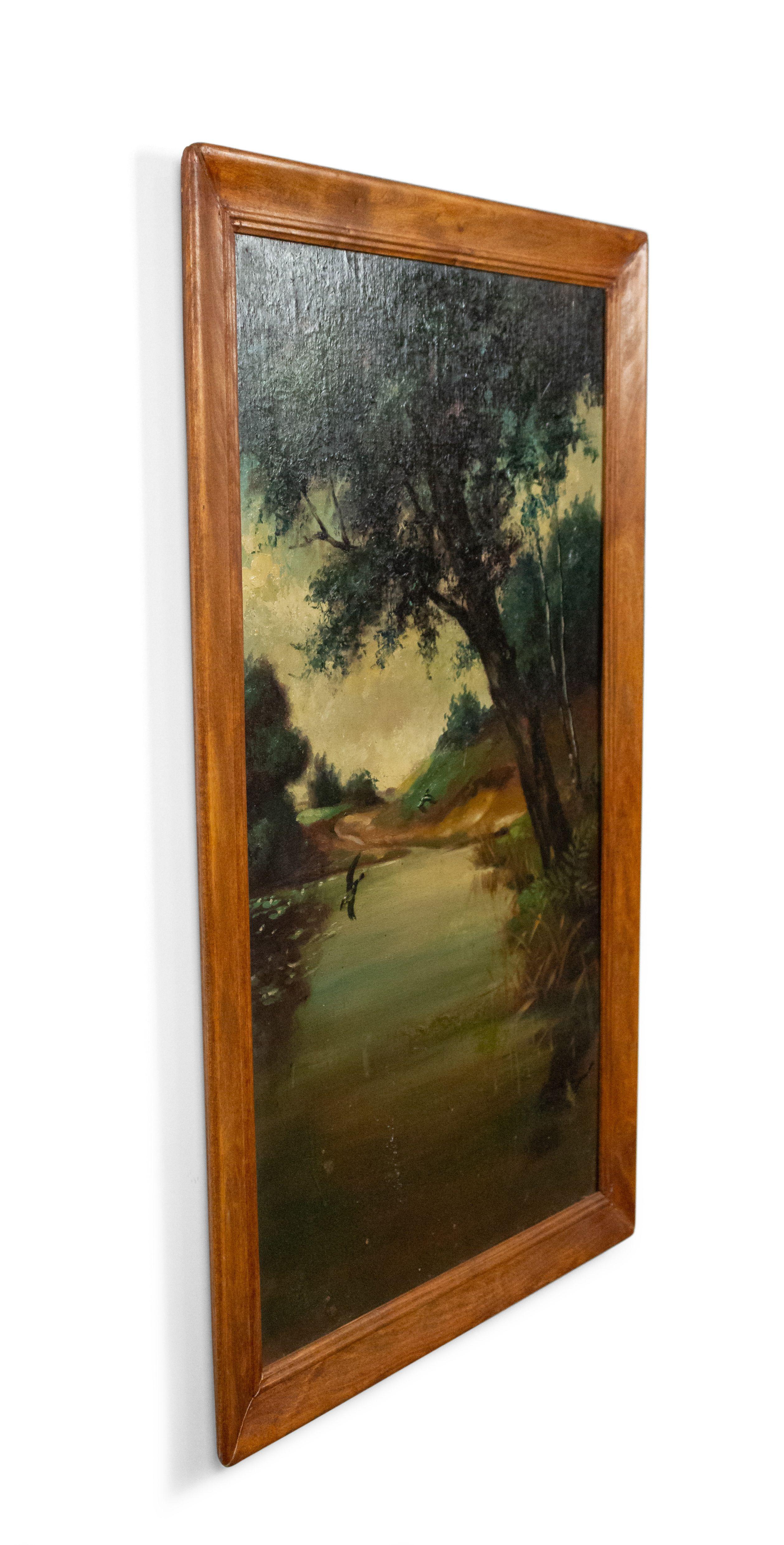 20th Century American Country Landscape of Ducks by a Pond For Sale 1